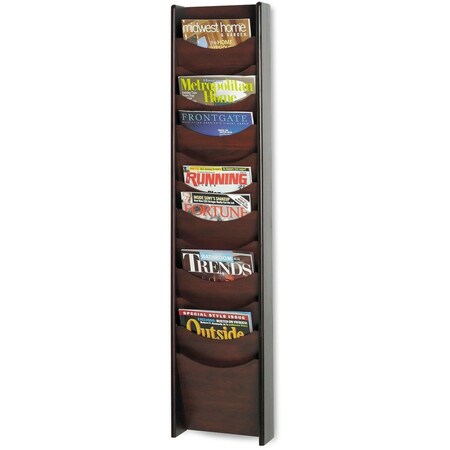 Safco Literature Display Rack, 12-Pockets, 11"x3-3/4"x48", Mahogany SAF4331MH